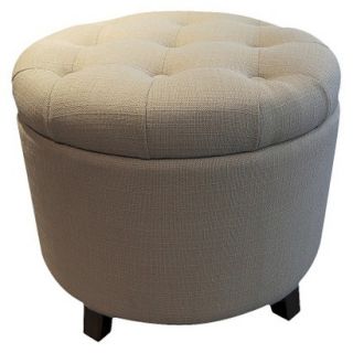 Storage Ottoman Threshold Round Tufted Storage Ottoman   Tan