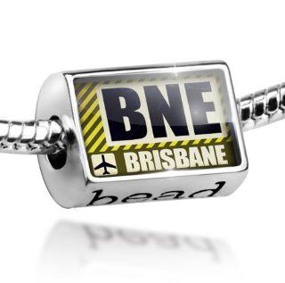 Bead Airportcode BNE Brisbane   Charm Fit All European Bracelets , Neonblond: NEONBLOND: Jewelry