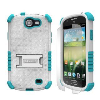 Beyond Cell Beyond Cell Tri Shield Durable Hybrid Hard Shell and TPU Gel Case for Samsung Galaxy Express i437   Retail Packaging   White/Light Blue: Cell Phones & Accessories