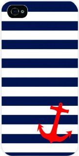Navy Stripe Red Anchor   White Hard Snap on Case Cover for Apple Iphone 5, Iphone 5 Universal Verizon   Sprint   At&t   Great Affordable Gift Cell Phones & Accessories