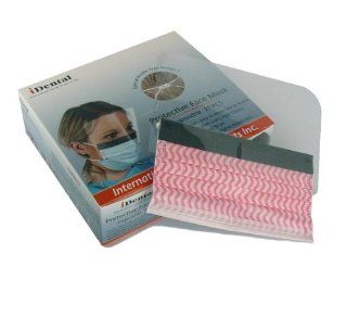 Dental Products and Supplies   Protective Face Mask with Anti Fog Shield, Nose Foam Cushion and Safety Buckle in Red Waves Style, High Transparency, Non Woven 3 Ply, 99%+BFE, High Filtration, Low Resistance, Comes in 25 Pieces per Order: Health & Perso