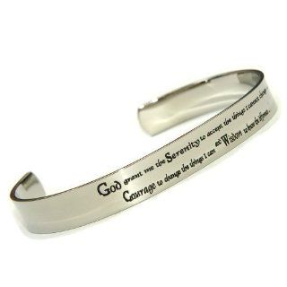 High Polished Stainless Serenity Prayer Cuff Bracelet Stainless Steel Bracelet Quotes Jewelry