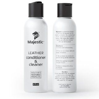 Majestic Leather Cleaner & Leather Conditioner   2 in 1   for use with Shoes, Apparel, Automotive Interior, Saddles, and Furniture, 8oz. Bottle : Sports & Outdoors
