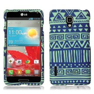 Hard Case Blue and Mint Tribal Print Design Pattern Faceplate for LG Optimus F7 Unique Fun Cool Trendy Retro Indi Vintage Design by ThePhoneCovers: Cell Phones & Accessories