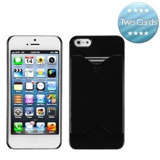 Hard Plastic Snap on Cover Fits Apple iPhone 5 5S Black Card Wallet Back (with 2 Cards) Plus A Free LCD Screen Protector AT&T, Cricket, Sprint, Verizon (does NOT fit Apple iPhone or iPhone 3G/3GS or iPhone 4/4S or iPhone 5C): Cell Phones & Accessor