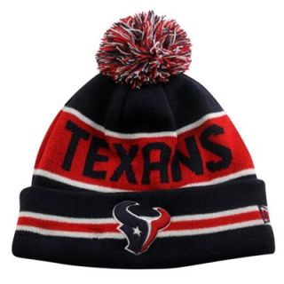 New Era Houston Texans The Coach Cuffed Knit Beanie with Pom   Navy Blue/Red