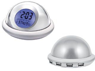 UFO 4 Port 2.0 USB Hub Alarm Clock with Date & Temperature: Computers & Accessories