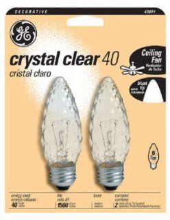GE Lighting 40891 40 Watt 350 Lumen Decorative B13 Incandescent Light Bulb, Crystal Clear, 2 Pack   Crystal Light Bulb Chandelier  