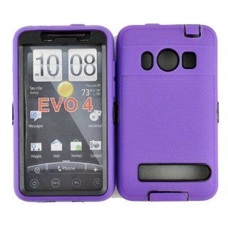 Hard Plastic Snap on Cover Fits HTC EVO 4G PC36100 Armor Purple Black Hybrid Case (Outside Purple Soft Silicone Skin, Inside Black Front and Back Hard Case) Plus A Free LCD Screen Protector Sprint (does not fit HTC EVO 4G LTE): Cell Phones & Accessorie