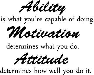 Ability is what you're capable of doing. Motivation determines what you do. Attitude determines how well you do it inspirational wall quotes sayings vinyl decals art   Wall Decor Stickers