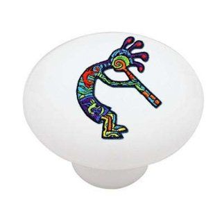 Kokopelli Patch Effect Decorative High Gloss Ceramic Drawer Knob   Cabinet And Furniture Knobs  