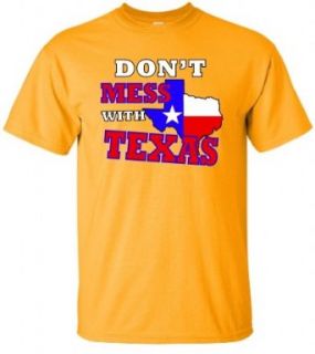 Adult Gold Don't Mess With Texas T Shirt   S: Clothing