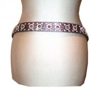 Small/Medium Dark Brown Sparkly Diamante Alligator Effect Long Waist Hip Belt at  Womens Clothing store