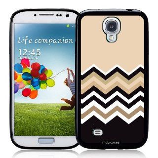 Chevron Zig Zag Pattern   Wheat, Tan, Black, White   Protective Designer BLACK Case   Fits Samsung Galaxy S4 i9500 Cell Phones & Accessories