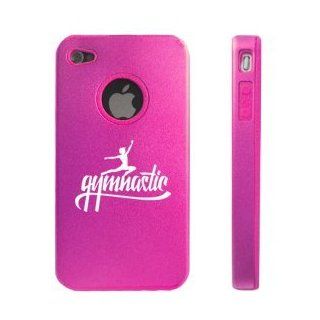 Apple iPhone 4 4S 4G Hot Pink DD222 Aluminum & Silicone Case Gymnastic Calligraphy Cell Phones & Accessories