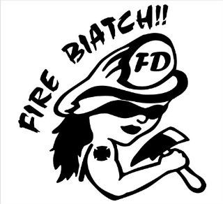Firefighter Decals, Fire Biatch, Decal Sticker Laptop, Notebook, Window, Car, Bumper, EtcStickers 5"in. in BLACK Exterior Window Sticker with Free Shipping: Everything Else