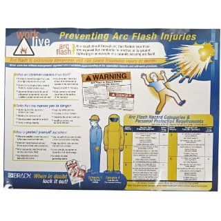 Brady 104571 18" Height, 24" Width, Laminated Paper Blue, Yellow, Red And Black Color Arc Flash Poster, Legend "Preventing Arc Flash Injuries (Etc)": Industrial Warning Signs: Industrial & Scientific
