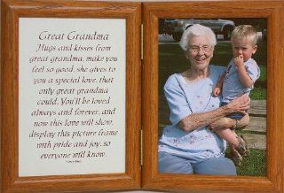 5x7 Hinged GREAT GRANDMA Poem Oak Picture Photo Frame ~ A Wonderful Gift Idea for Great Grandma for Valentines Day, Birthday or Christmas from the Great Grandkids   Double Frames