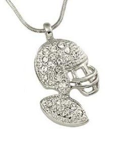 Crystal Football Helmet and Football Charm Pendant Necklace: Jewelry