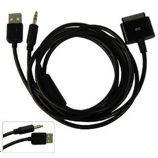 niceEshop(TM) 30pin Dock Connector To USB And 3.5mm Audio Cable FOR IPod (Except IPod Shuffle), IPhone, Ipad  Black +Free niceEshop Cable Tie: Electronics