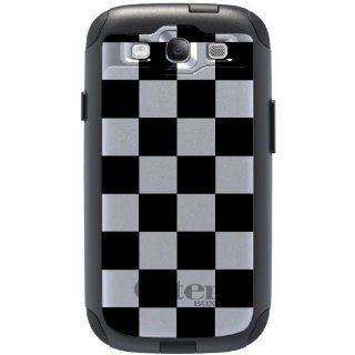 CUSTOM OtterBox Commuter Series Case for Samsung Galaxy S3 S III   Black & White Checkered Flag Squares Geometric Print Pattern Cell Phones & Accessories
