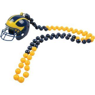 Michigan Wolverines Football Mini Helmet and Mardi Gras Bead Set : Sports Related Collectible Mini Helmets : Sports & Outdoors