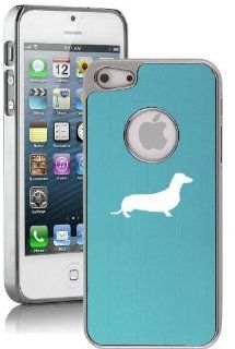 Apple iPhone 5 5S Light Blue 5E256 Aluminum Plated Chrome Hard Back Case Cover Dachshund Puppy Dog: Cell Phones & Accessories