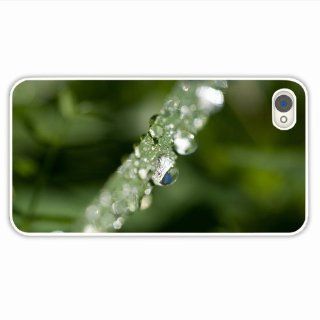 Custom Make Iphone 4 4S Macro Leaves Drops Dew Plant Grass Of Birthday Gift White Cellphone Shell For Everyone: Cell Phones & Accessories