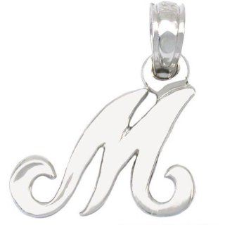 Cursive Letter "M" Charm 14k White Gold 13.5mm: Jewelry