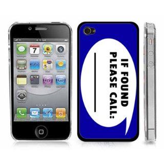 "If Found Please Call" Blue Fun Novelty Snap On Cover Clear Hard Carrying Case for iPhone 4/4S: Cell Phones & Accessories