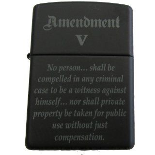Fifth Amendment (Amendment V) ~ Plead The 5th ~ Black Matte Zippo Lighter: Sports & Outdoors