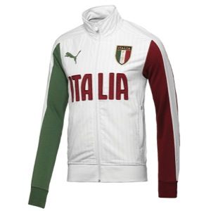 PUMA T7 Track Jacket   Mens   Soccer   Clothing   Italy   White/Pomegranate/Myrtle