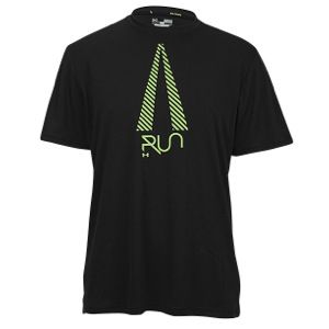 Under Armour Heatgear Graphic Running T Shirt   Mens   Running   Clothing   Black/Hyper Green