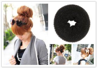 Hot Lady`s Black Hair Donut Bun Ring Styler Maker Shaper Former 1set (3pcs 1 Large, 1 Medium, 1 Small) : Beauty