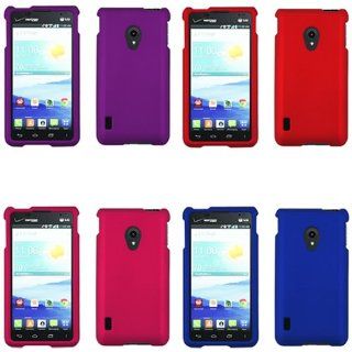 iFase Brand LG Lucid 2 VS870 Combo Rubber Dark Blue + Rubber Red + Rubber Purple + Rubber Rose Pink Protective Case Faceplate Cover for LG Lucid 2 VS870: Cell Phones & Accessories