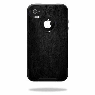 MightySkins Protective Vinyl Skin Decal Cover for OtterBox Commuter iPhone 4 Case Cell Phone Sticker Skins Black Leather: Cell Phones & Accessories