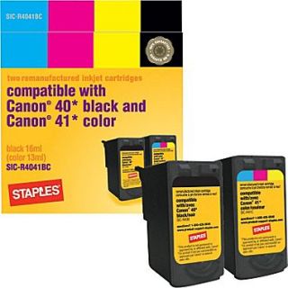 Remanufactured Black and Color Ink Cartridge Canon PG 40/CL 41, Combo 2/Pack