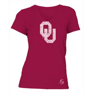 SOFFE Womens Oklahoma Sooners No Sweat V Neck Short Sleeve T Shirt   Size: