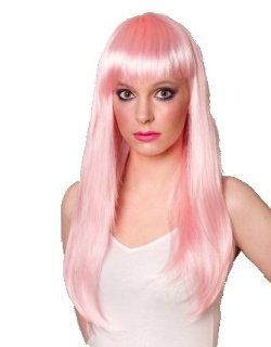 Long Baby Pink Light Pink Ladies Wig with Fringe   Premium Quality Synthetic Hair : Beauty