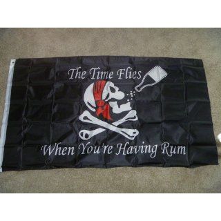 Pirate Flag "The Time Flies When You're Having Rum" 3 feet x 5 feet : Boat Flags : Sports & Outdoors