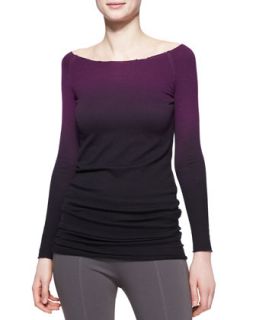 Womens Long Sleeve Asymmetric Ombre Cashmere Tunic   Donna Karan   Berry