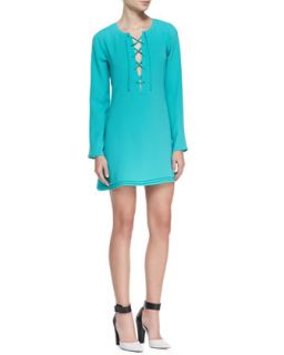 Womens Markie Lace Up Front Long Sleeve Dress   Ramy Brook   Baltic (SMALL)