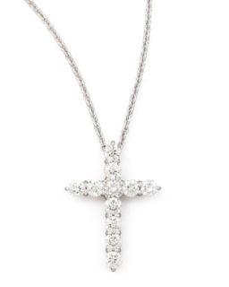 18 White Gold Diamond Cross Pendant Necklace, 1.44ct   Roberto Coin   White