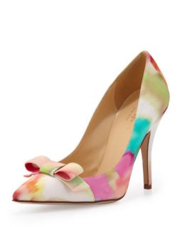 lillia floral print silk bow pump   kate spade new york   Giverny floral (38.