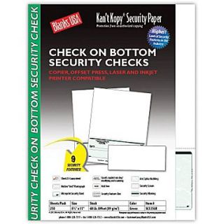 Kant Kopy Blank/USA 8 1/2 x 11 60 lbs. Security Check on Bottom Paper, Void Green, 250/Pack