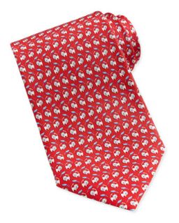 Mens Lion Print Woven Tie, Red   Ferragamo   Red