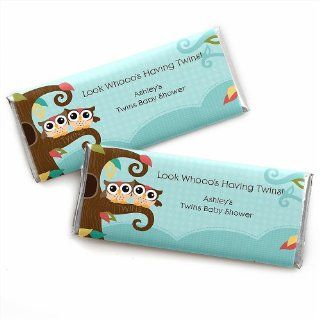 Owl   Look Whooo's Having Twins   Personalized Baby Shower Candy Bar Wrapper Favors: Toys & Games