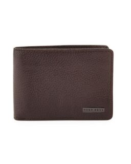 Mens Logo Clip Leather Wallet, Brown   Boss Hugo Boss   Brown
