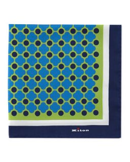 Mens Floral Print Pocket Square, Green/Blue   Kiton   Green/Blue