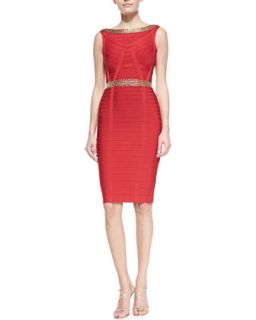 Womens Ardell Chain Detail Bandage Dress   Herve Leger   Lipstick red (SMALL)